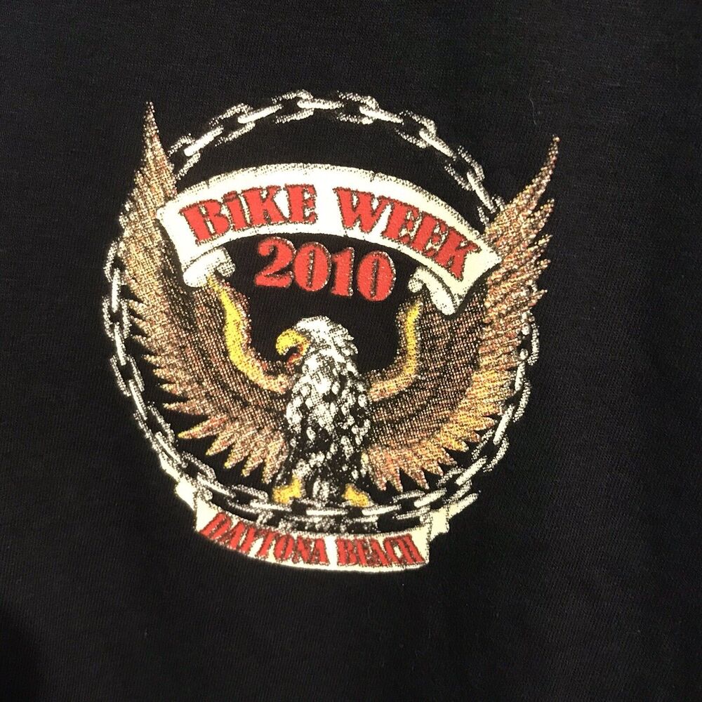 Gildan Tee Motorcycle Bike Week 2010 Daytona Beach, FL Graphic T-Shirt Men's XL